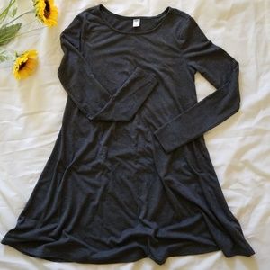 Gray Long Sleeve Swing Dress